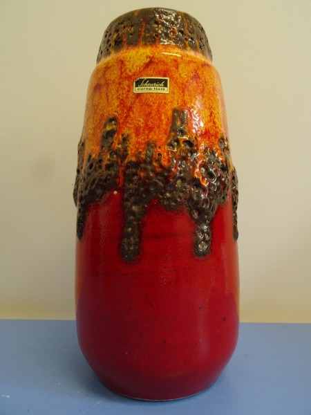 Scheurich vase 203 fat lava red black orange lava glaze 60s 70s pop art mint