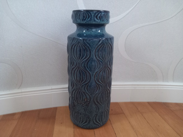 Scheurich Amsterdam - Onion Slice - Vase Bodenvase seltene Glasur in blau 70er WGP