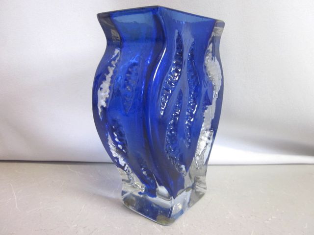 70s glass vase with blue inlay - Ingridglas | 1970s/ 1980s | Glass ...