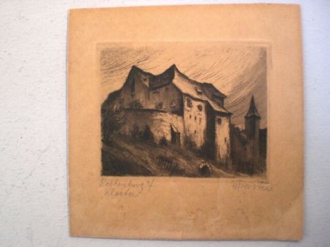 Etching Rothenburg convent - Willi Foerster